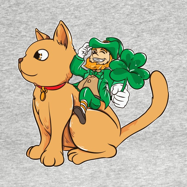 Cute Leprechaun Riding a Cat St. Patrick's Day by theperfectpresents